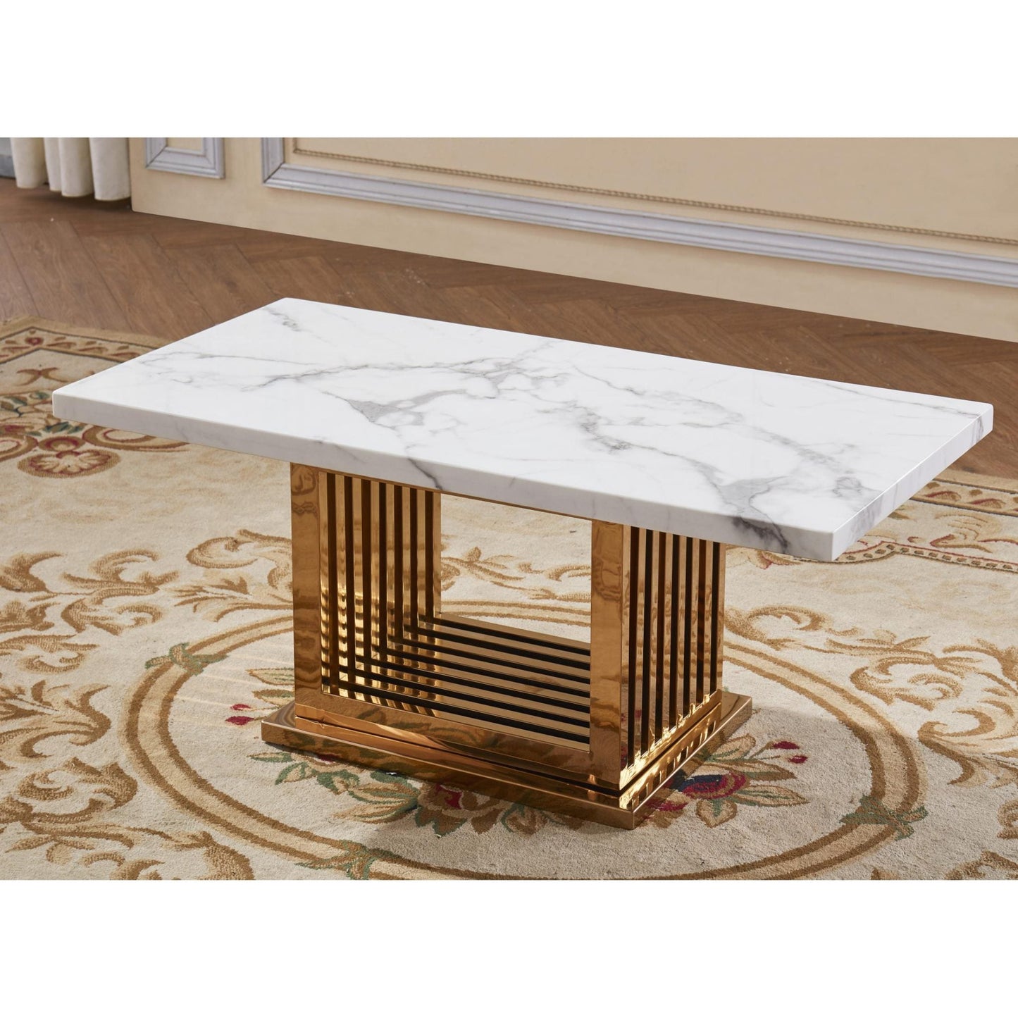 Tuscany Marble Coffee Table with Stainless Steel Base