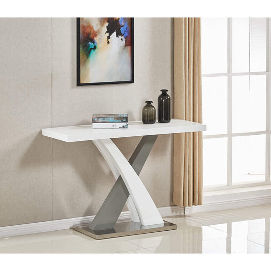 Zurich Console Table High Gloss White & Grey